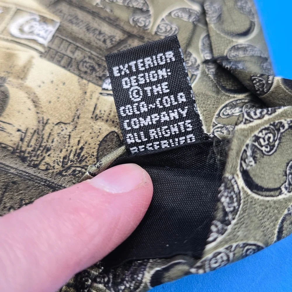 Vintage Coca-Cola Silk Tie Olive Green‎ Soda Fountain Advertising Americana 5¢